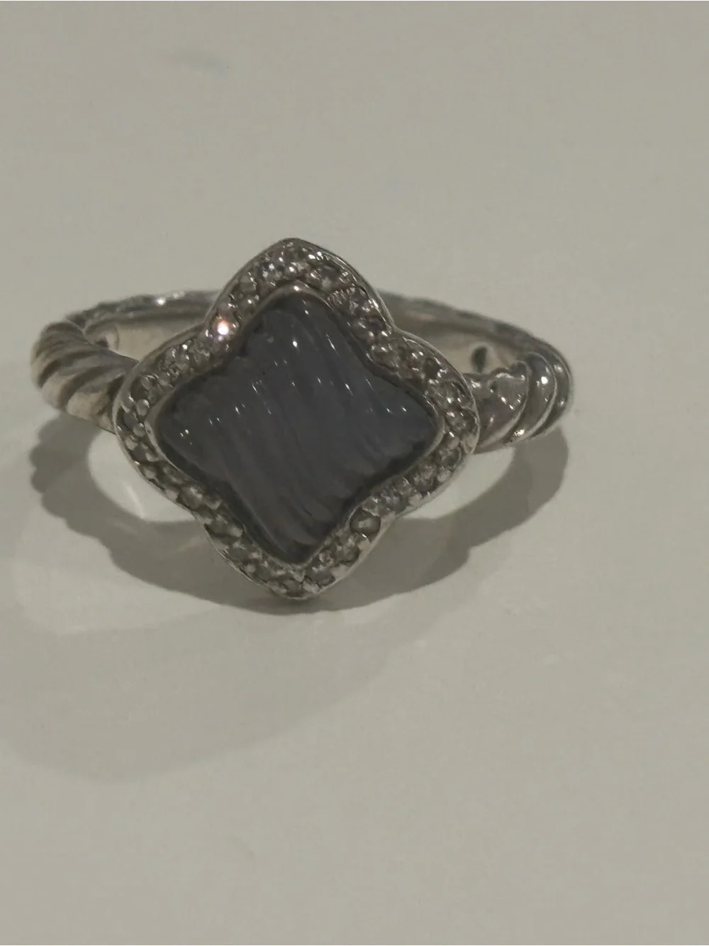 David Yurman Albion Hematite and Pavé Diamond ring, Sterling Silver